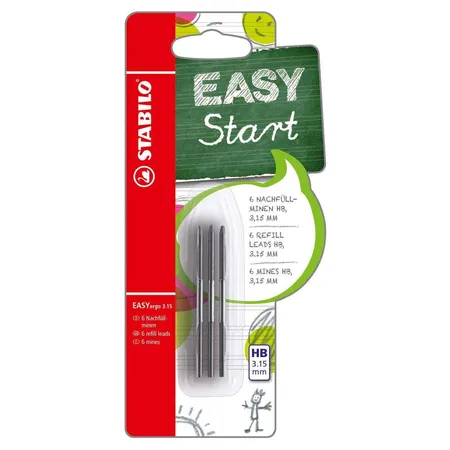 Minen zum Nachfüllen - STABILO EASYergo 3.15 Nachfüllminen - 6er Pack - Härtegrad HB