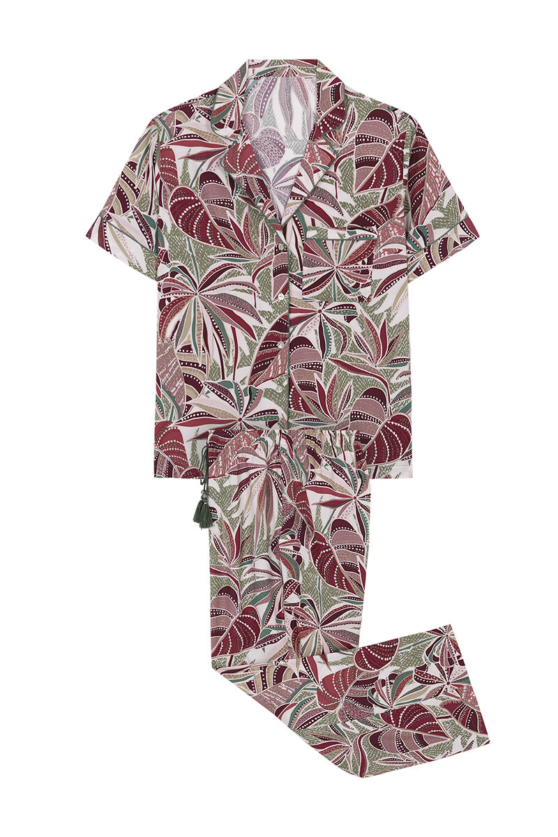 Pijama camisa estampada tropical - estampa