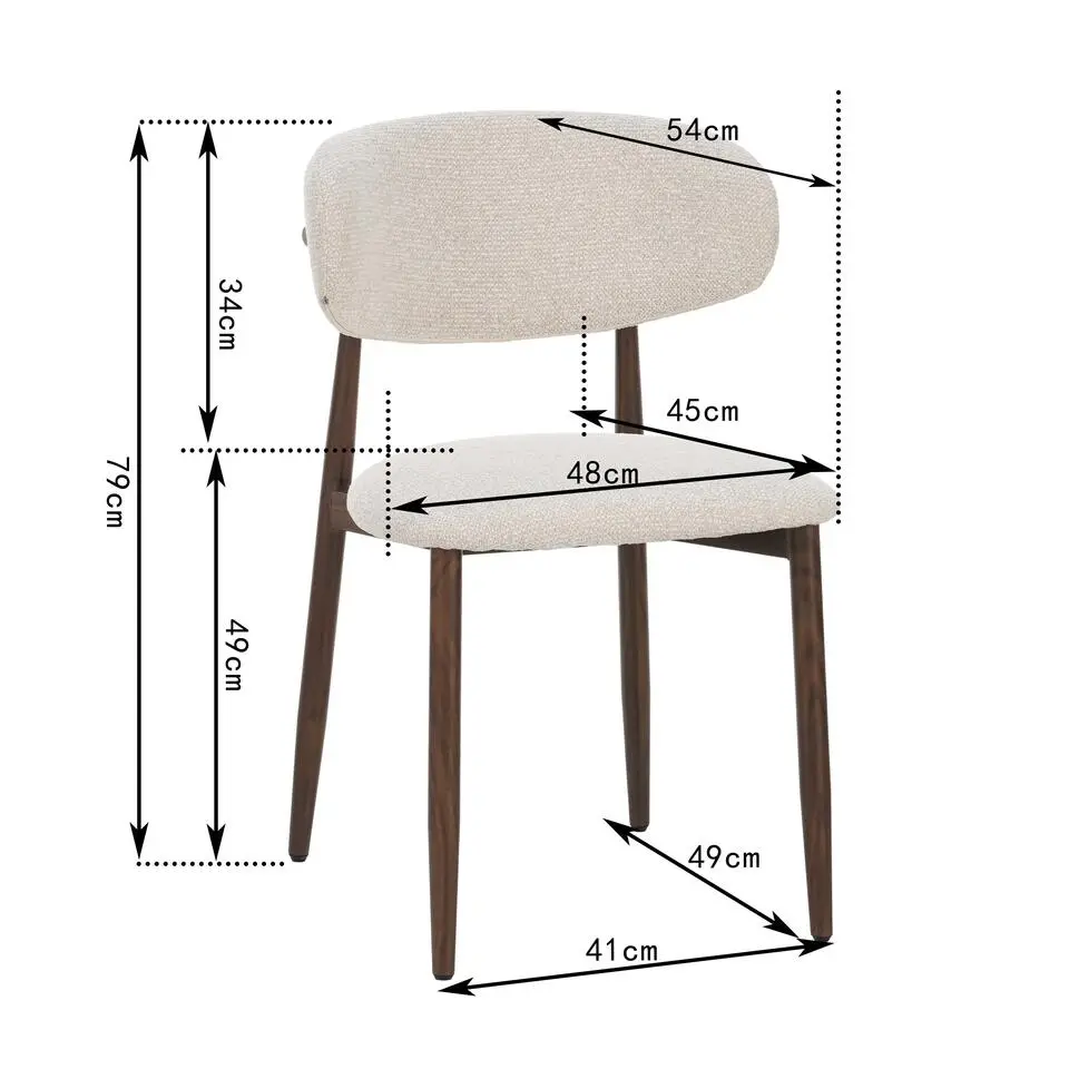 Celia Eetkamerstoelen Set van 2 - Beige Walnoot