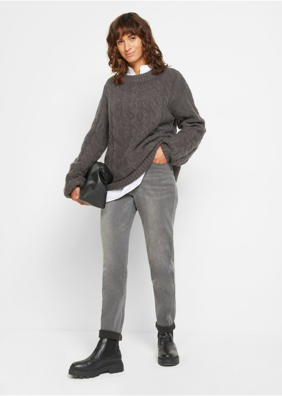 Jean thermo avec effet push-up et taille confortable, Straight