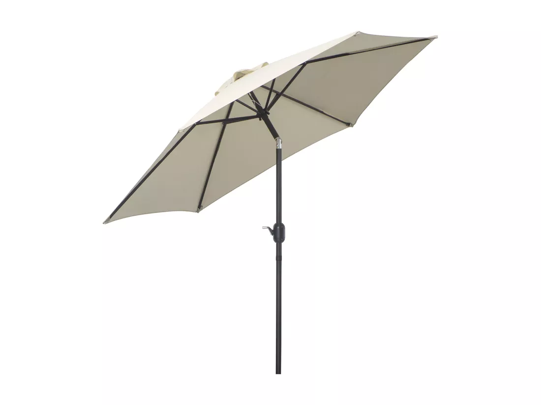 Parasol inclinable de jardin balcon terrasse manivelle toile polyester imperméabilisée haute densité 180 g/m² Ø2,7 x 2,35H m alu crème