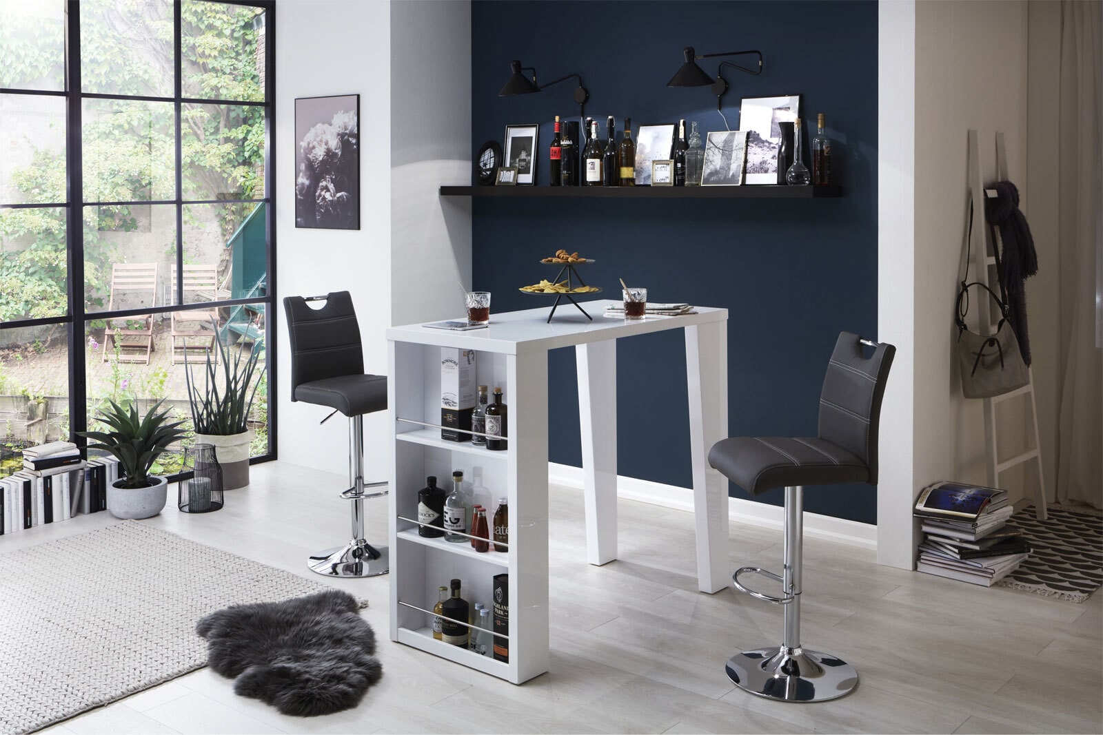 Barhocker MIRANDA L 2er Set dunkelgrau