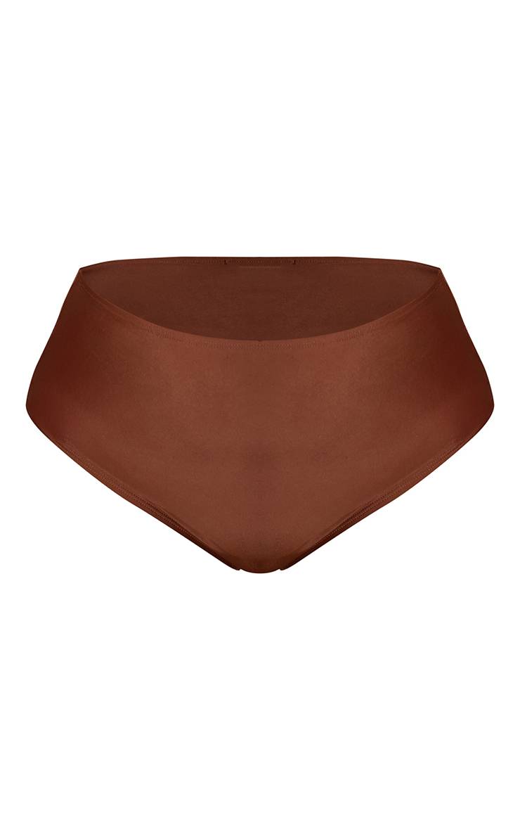 Marron Bas De Bikini Taille Haute Basic Plus