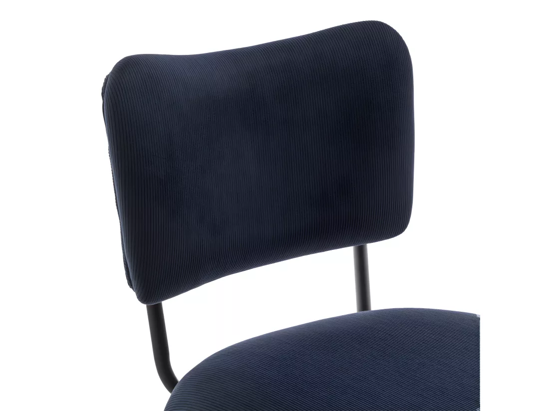 Vander - Lot de 2 chaises de bar en velours côtelé et métal H65cm - Ardoise