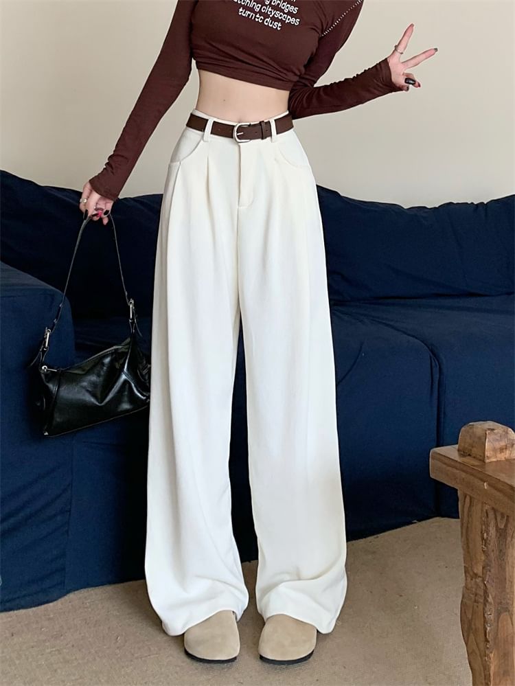 Ashlee - Corduroy broek met hoge taille en losse pasvorm