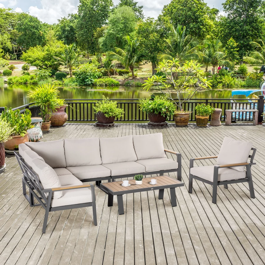 Outsunny Gartenmöbel-Set inklusive extra Gartenstuhl und Auflagen weiß