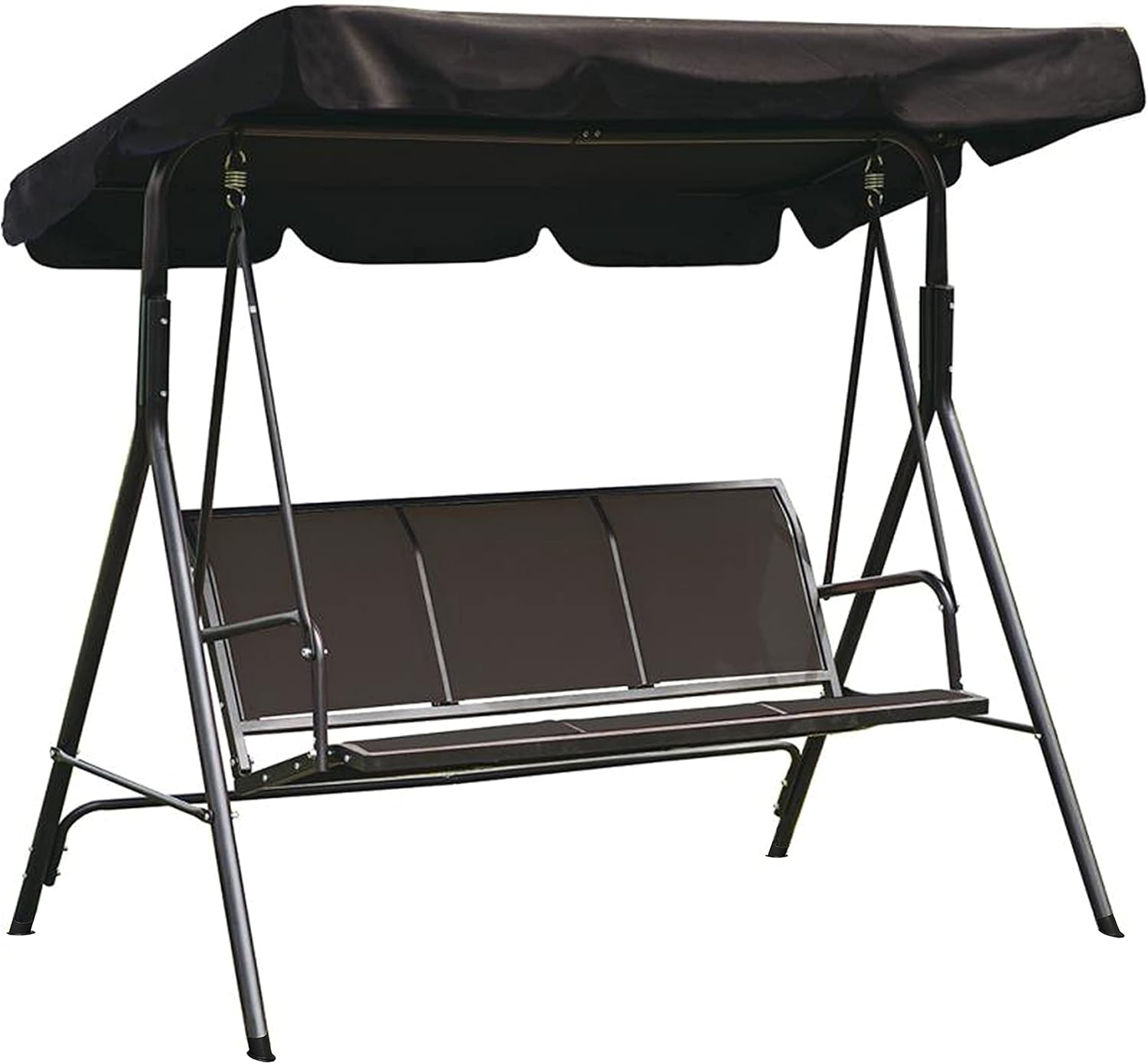 Hollywoodschaukel Gartenschaukel Gartenliege Schaukelbank 3-Sitzer mit abnehmbarem und verstellbares Sonnendach Schwarz 170x110x153cm LW64S