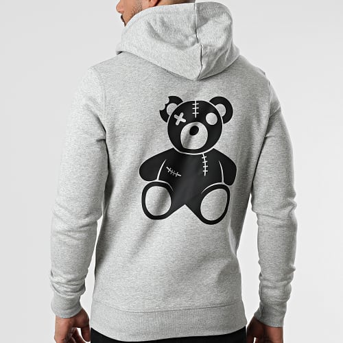 Sweat Capuche Nounours Gris Chiné Noir