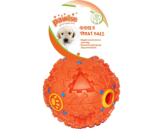 BRINQUEDO PAWISE PARA CÃO BOLA GIGGLE PARA GULOSEIMAS 9CM