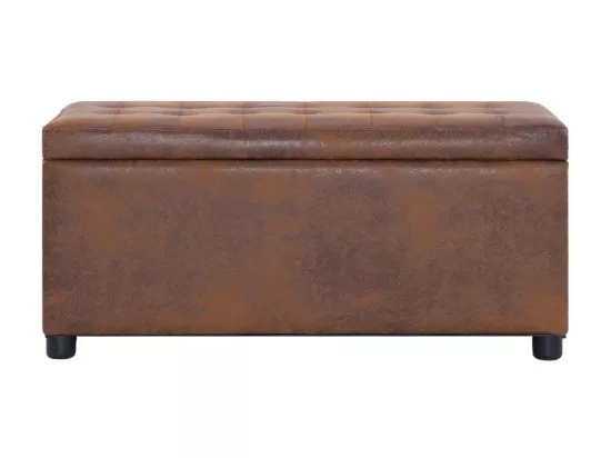 Banc coffre vintage simili cuir marron vieilli Barielle