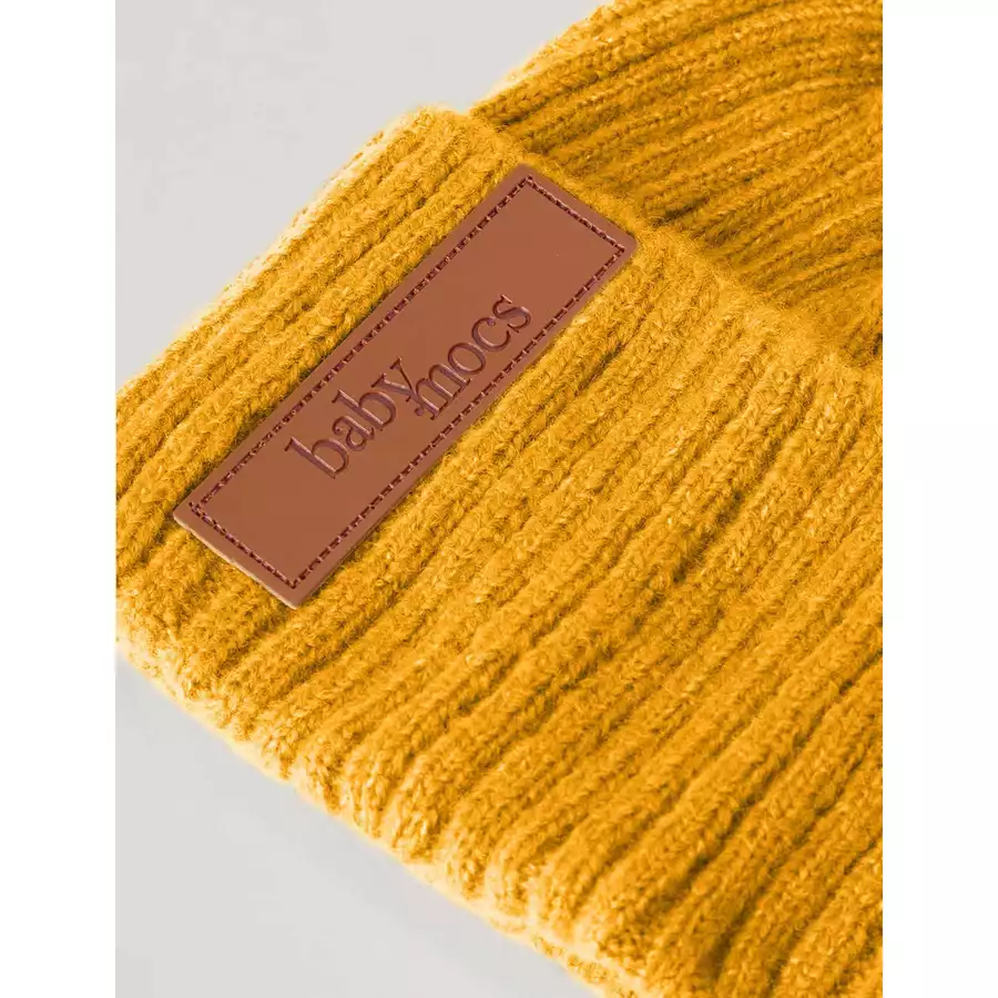 BabyMocs Mütze Vegan senfgelb