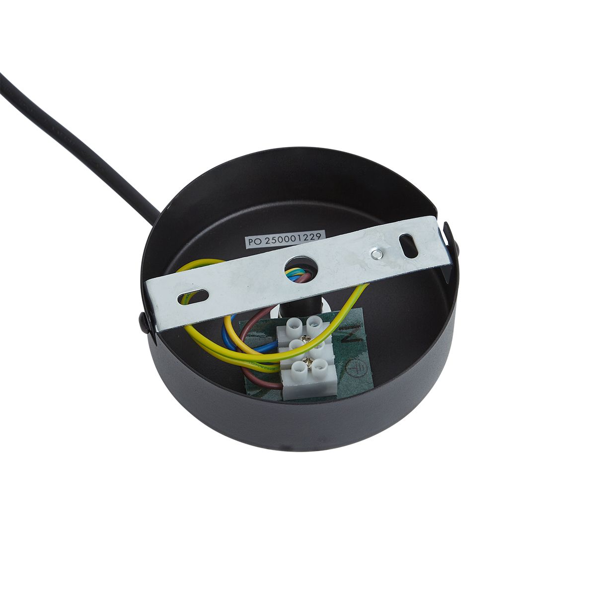 Voeding met ronde bevestigingsplaat voor 1-fase rail zwart - Slimline