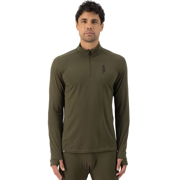 T-shirt thermique MONS ROYALE CASCADE MERINO FLEX 200 1/4 ZIP DARK OLIVE