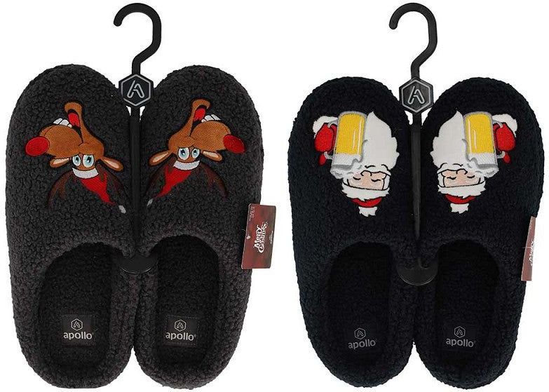 Apollo - Kerst Pantoffels - Grijs - 100% Polyester - 1 X Paar