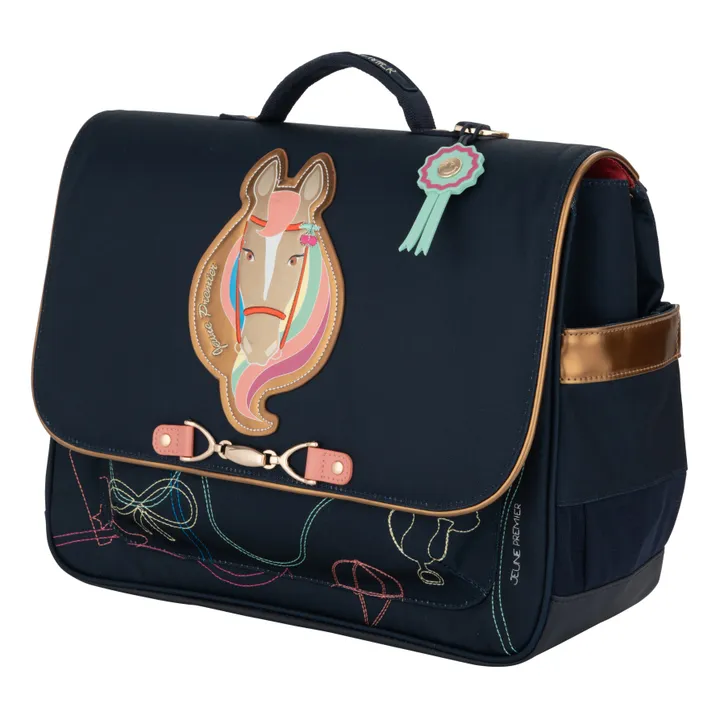Jeune Premier Cartable Midi Cavalier Couture | Bleu marine