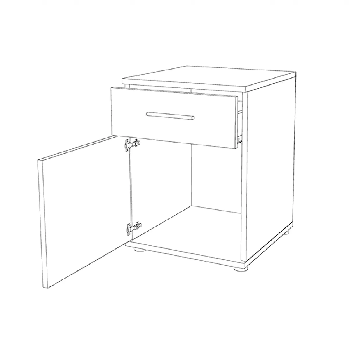 Table de chevet - Beton - 1 tiroir - 1 porte