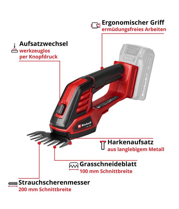 Einhell Akku-Gras- und Strauchschere GE-CG
