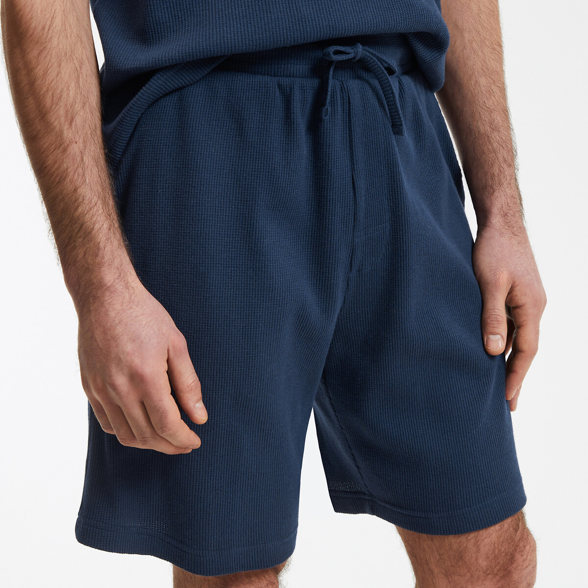 COLEÇÃO LA REDOUTE<br>Camiseta shorts de pijama com gola tunisiana e mangas curtas