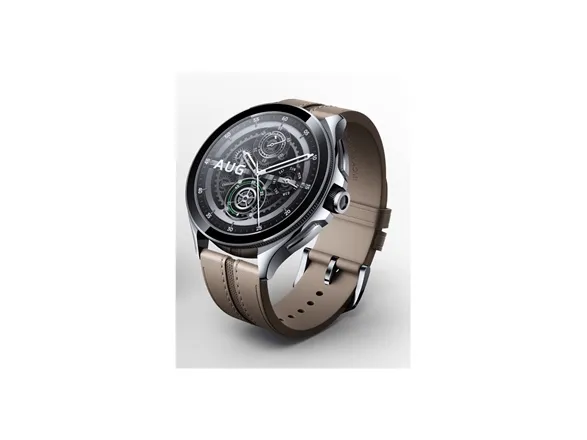 [OUTLET] - Xiaomi Watch 2 Pro - 46 mm - sølv rustfrit stål - smart ur med rem - læder - brun - håndledsstørrelse: 135-205 mm - display 1.43