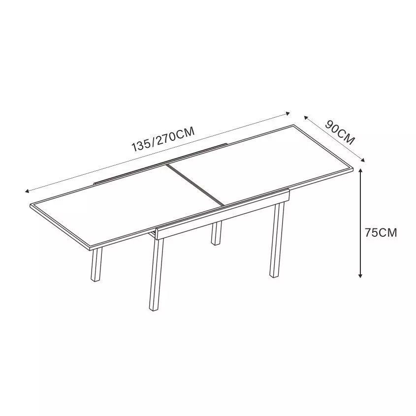 Table de jardin extensible en verre 10 places (135/270 x 90 cm) Murano Blanc