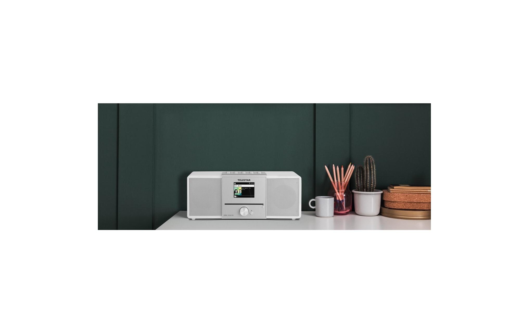 Internet Radio DIRA S 32i CD Weiss<br>Klangstarkes Multifunktions-Stereoradio mit CD Player in edlem Design