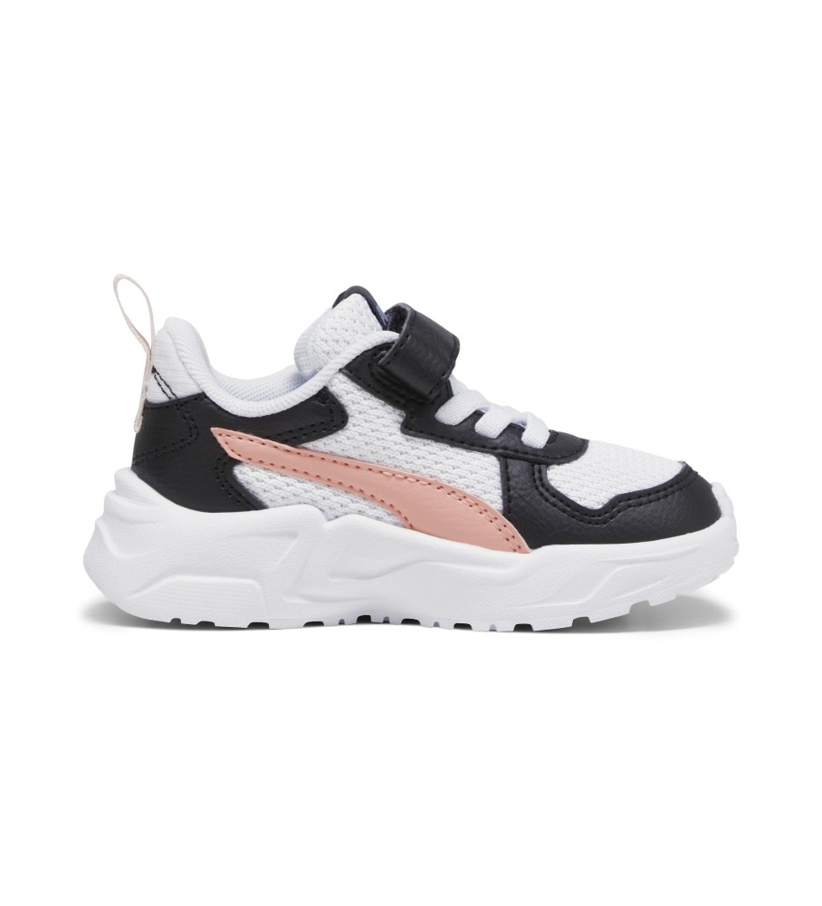 Tênis Puma Trinity Lite de couro, branco e rosa.