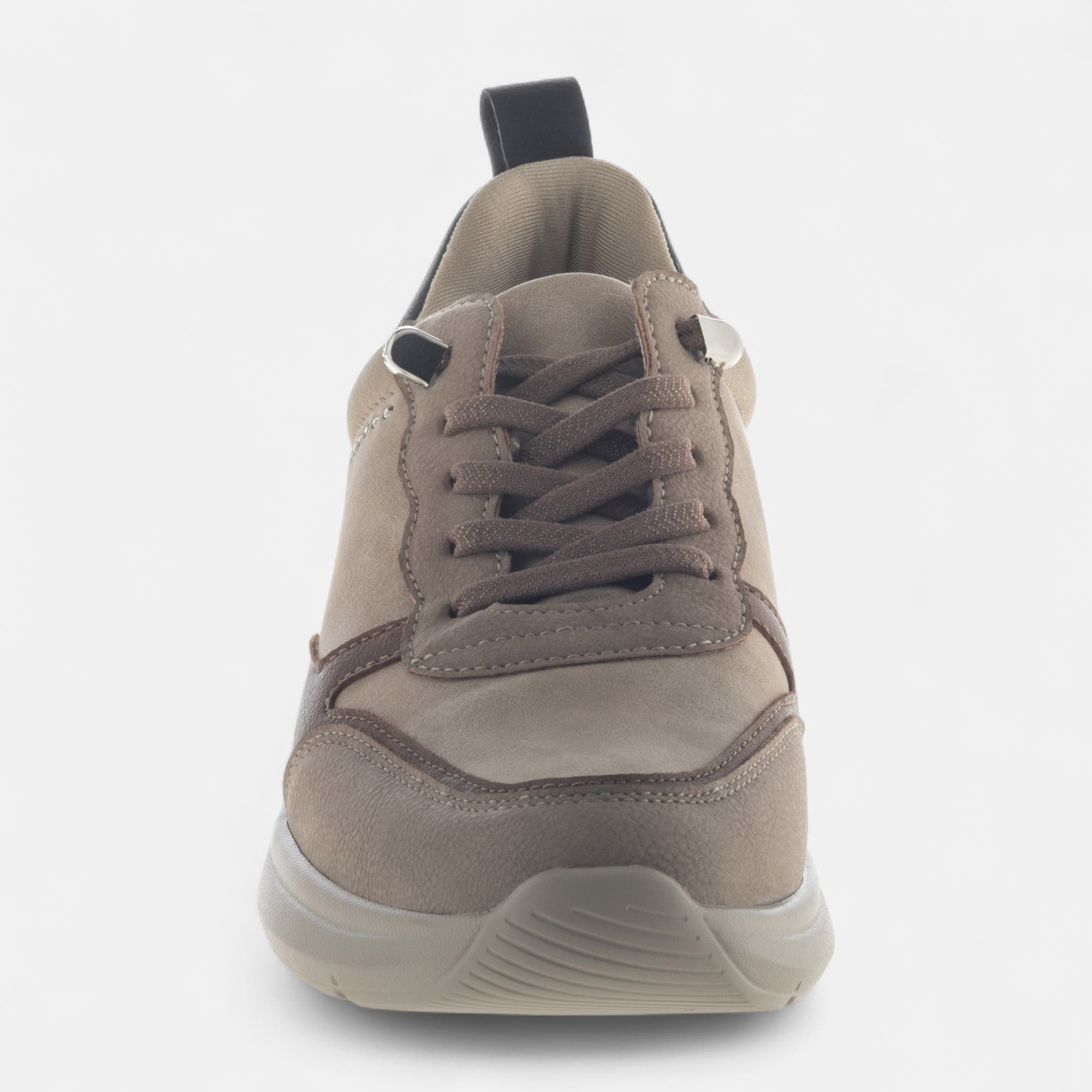 Baskets basses à talon compensé Femme beige