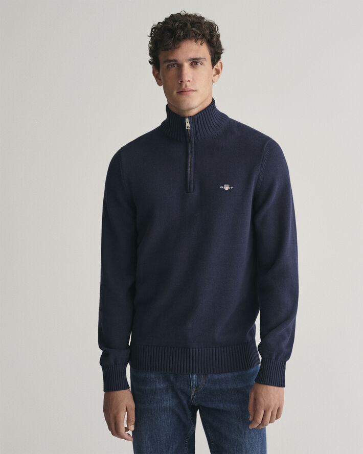 Gant CASUAL COTTON HALF ZIP Evening blue