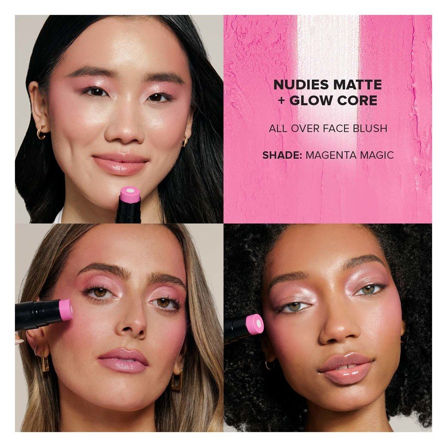 Nudestix Nudies Matte + Glow Core All Over Face Blush Color Magenta Magic 5g