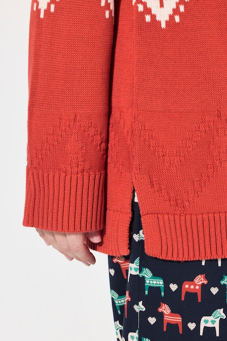 Pullover, Fair Isle, Rollkragen, Langarm, Biobaumwolle