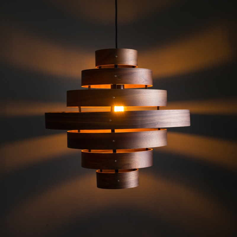 LUXA HANGLAMP 7-RINGS WALNOOT