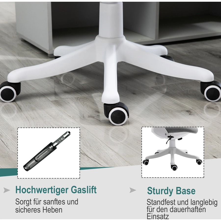Vinsetto Bürostuhl mit Wippfunktion höhenverstellbar Grau+Weiß