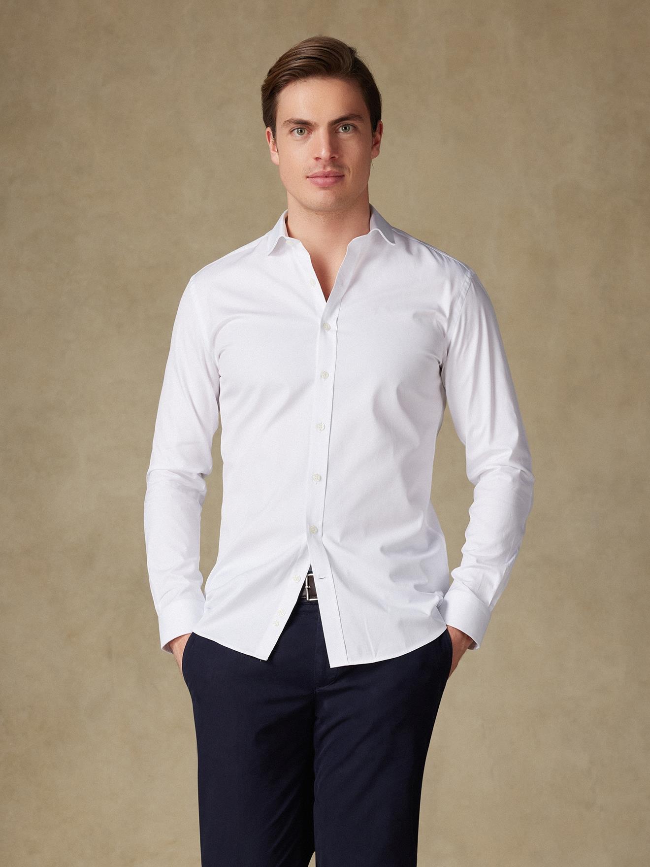 Chemise cintrée en pin point blanc