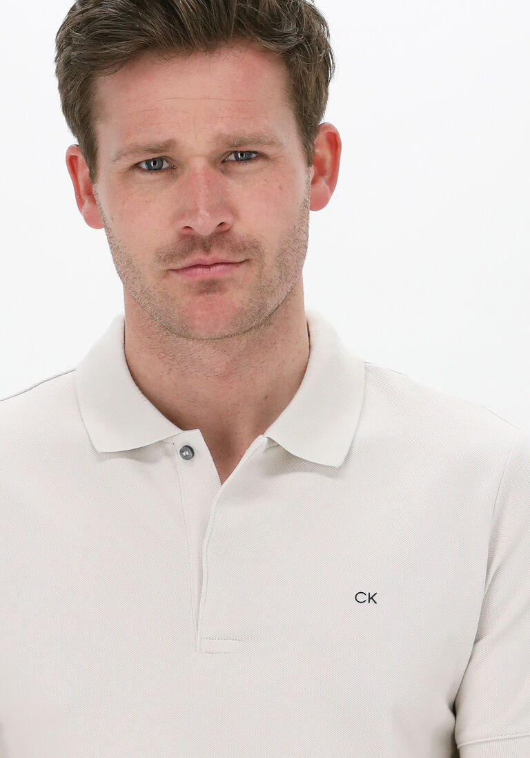 CALVIN KLEIN beige calvin klein polo stretch pique slim polo