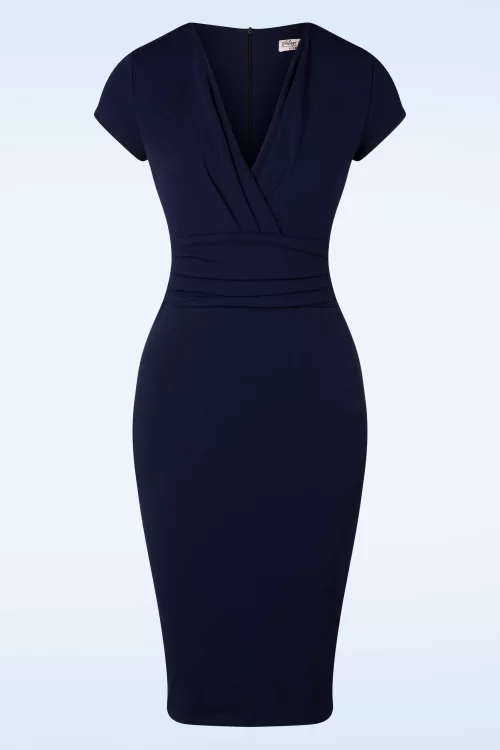 Vintage Chic for Topvintage Vivien pencil jurk in marineblauw