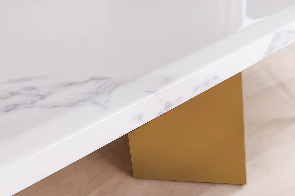 Design Esstisch EXTRAVAGANCIA 200cm weiß Marmor Metall brushed champagner gold