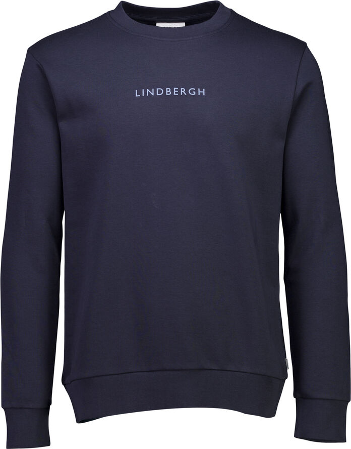 Lindbergh Logo chest print o-neck sweat Blå