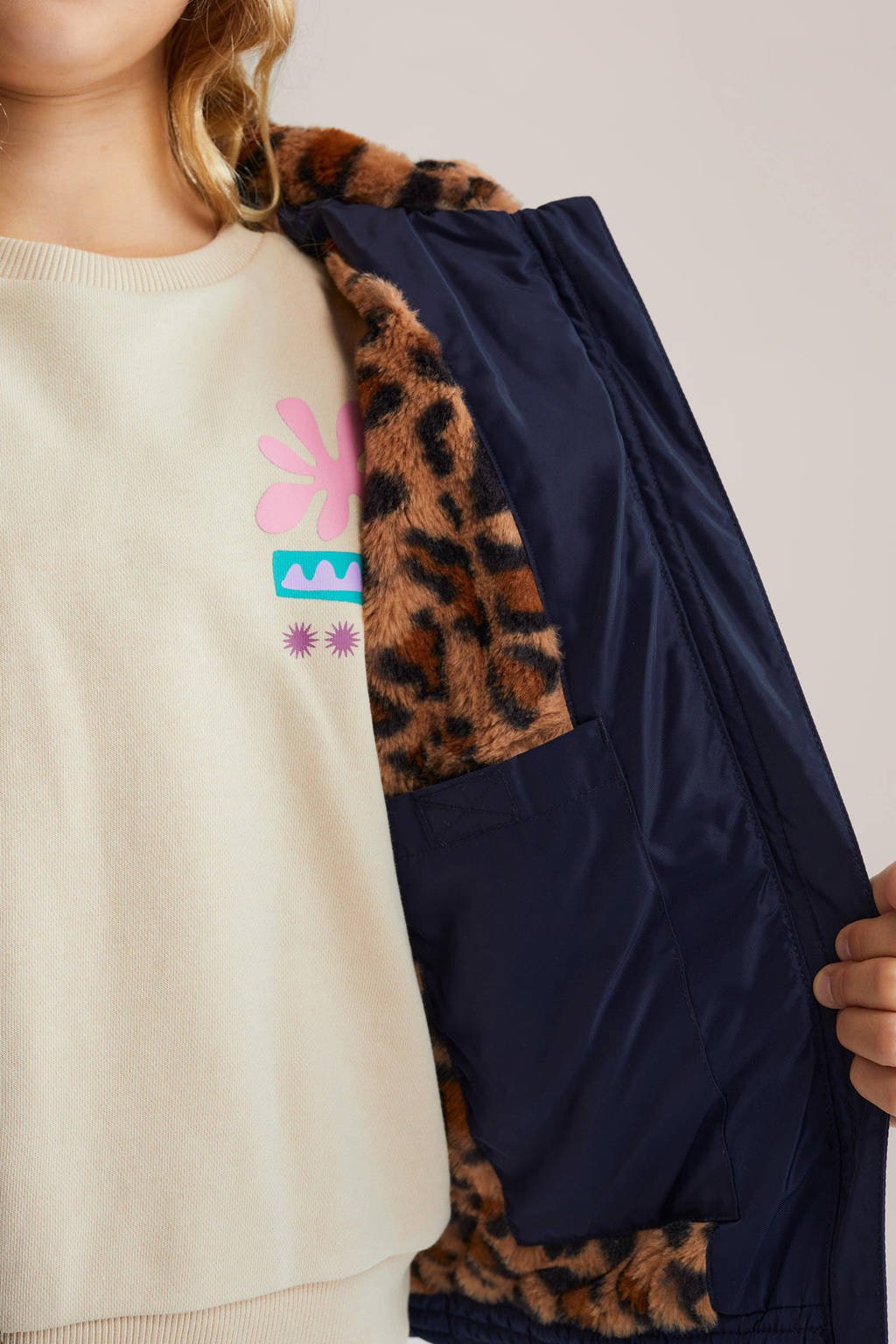 WE Fashion gewatteerde jas donkerblauw