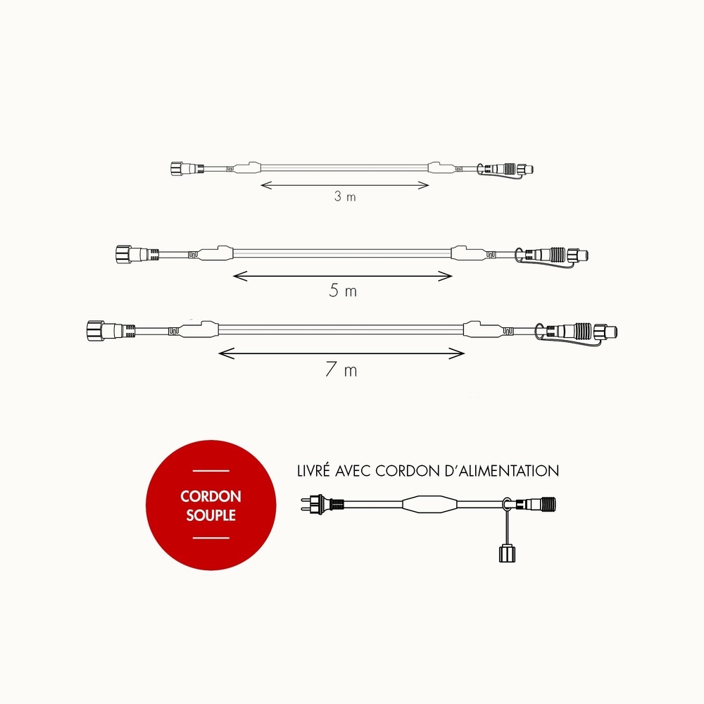 Cordon lumineux sur'line vert - 5m - chromex