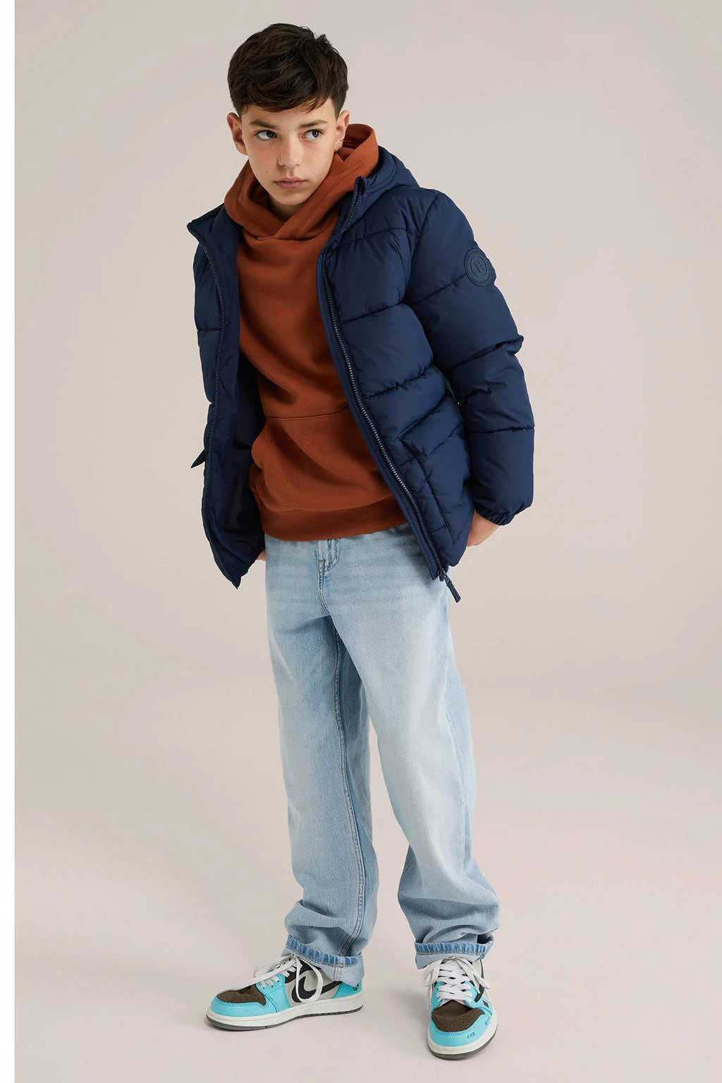 WE Fashion Blue Ridge gewatteerde jas donkerblauw