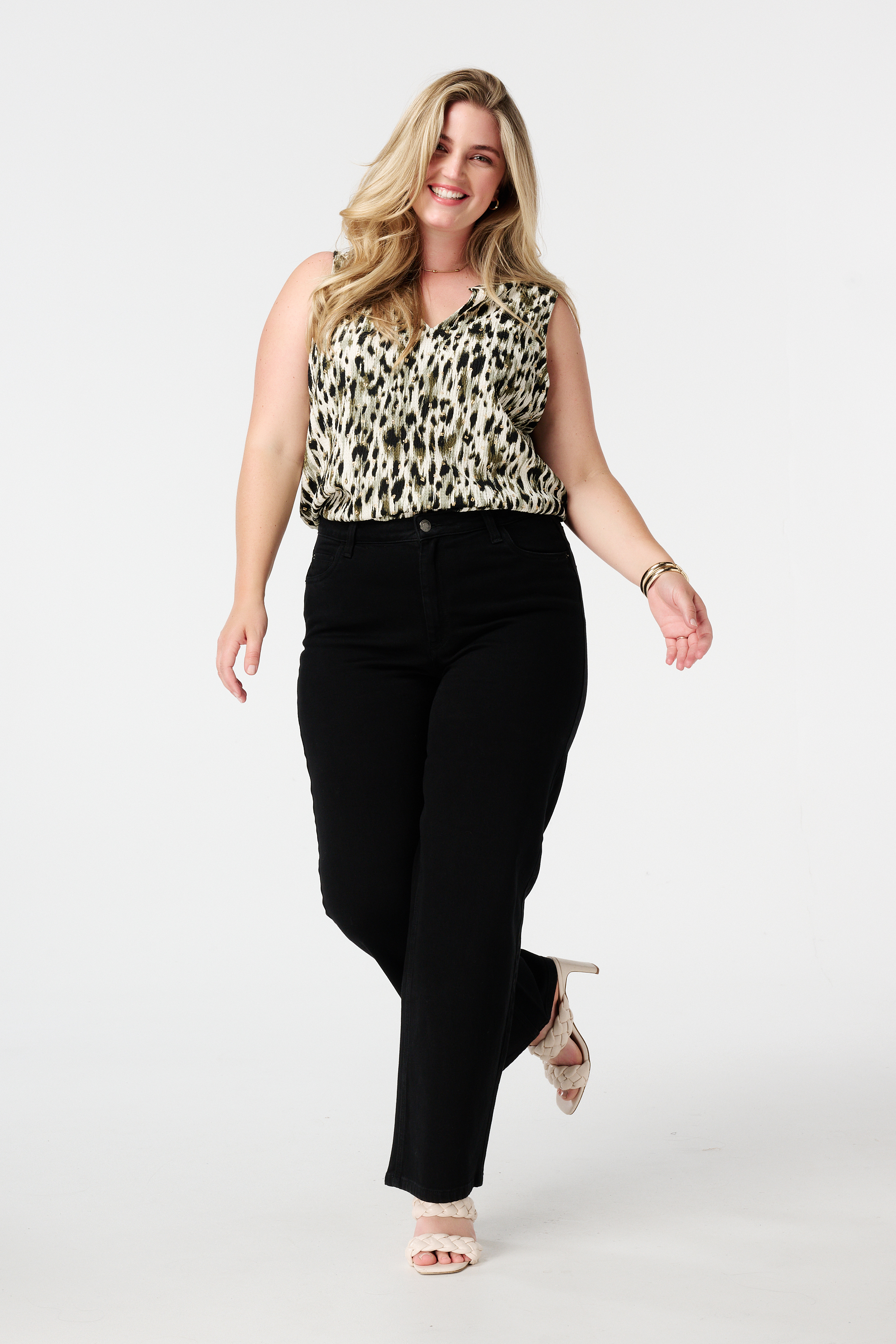 Mouwloze top met print Multi Mint