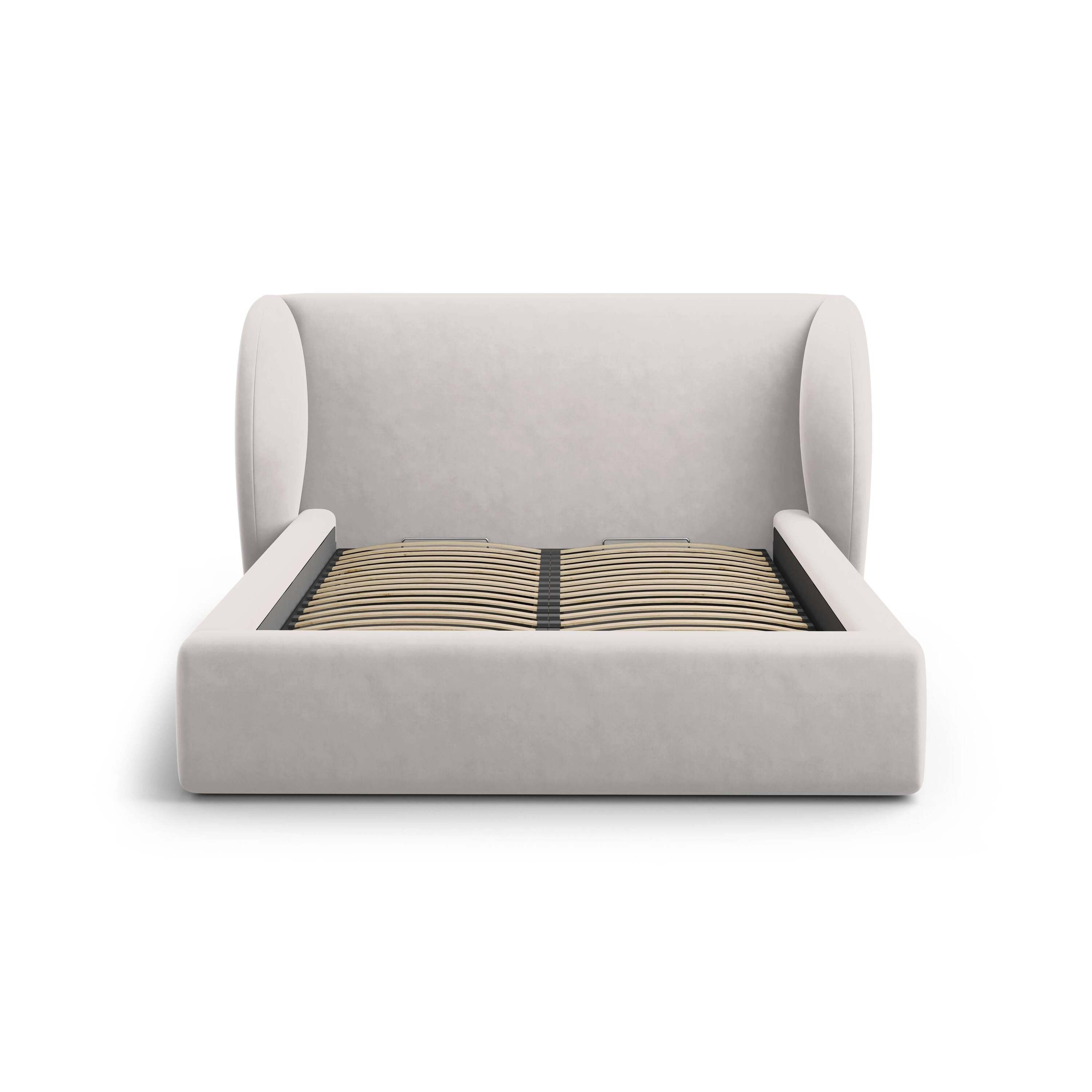 Micadoni Bedframe Miley met Opbergruimte - 140 x 200 cm - Fluweel - Lichtgrijs