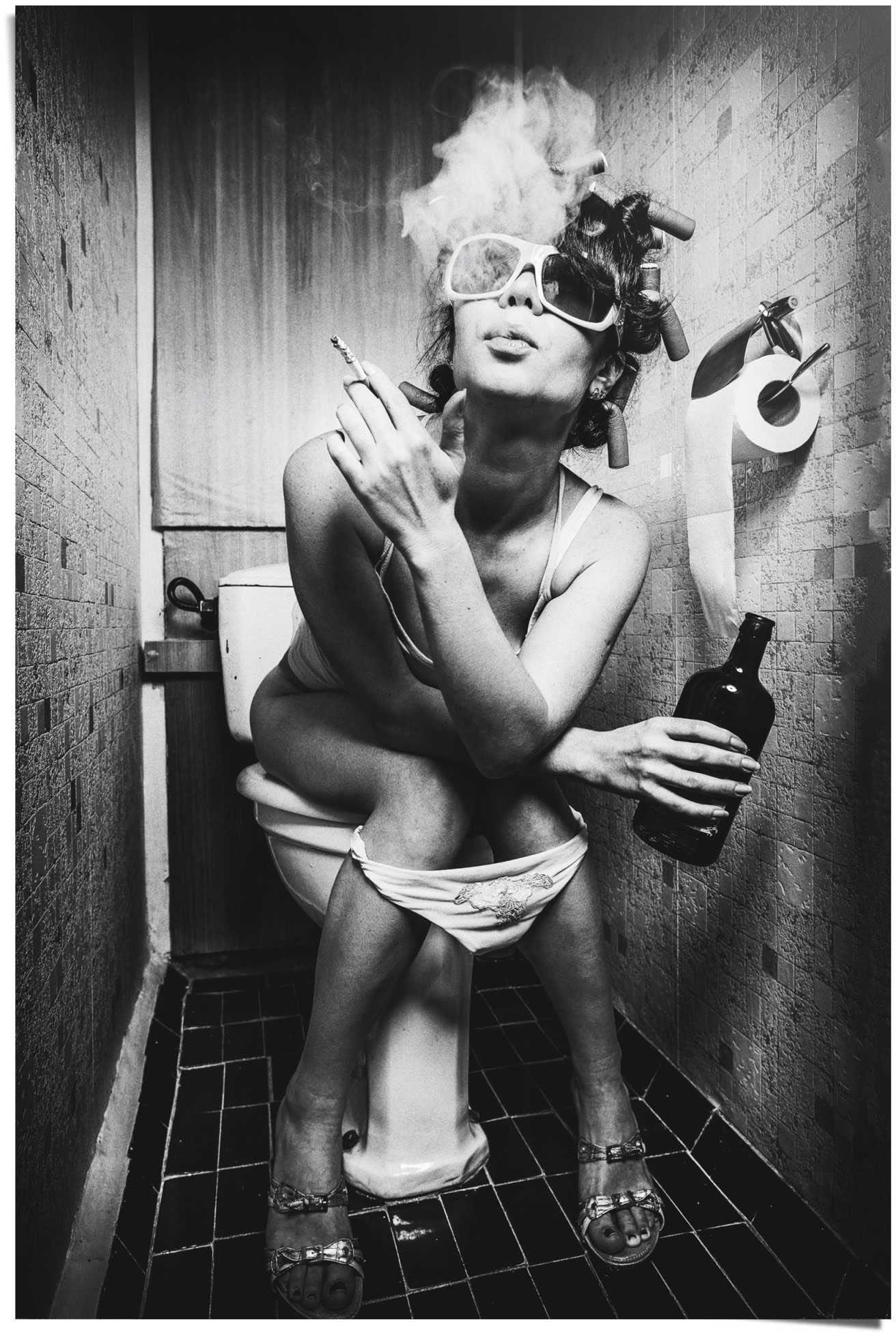 Reinders! Poster »Toiletten Business Poster für Toilettentür« Bilder von Frauen | Foto | Frau | Menschen | Schwarz-Weiss 1 Stk. tlg.