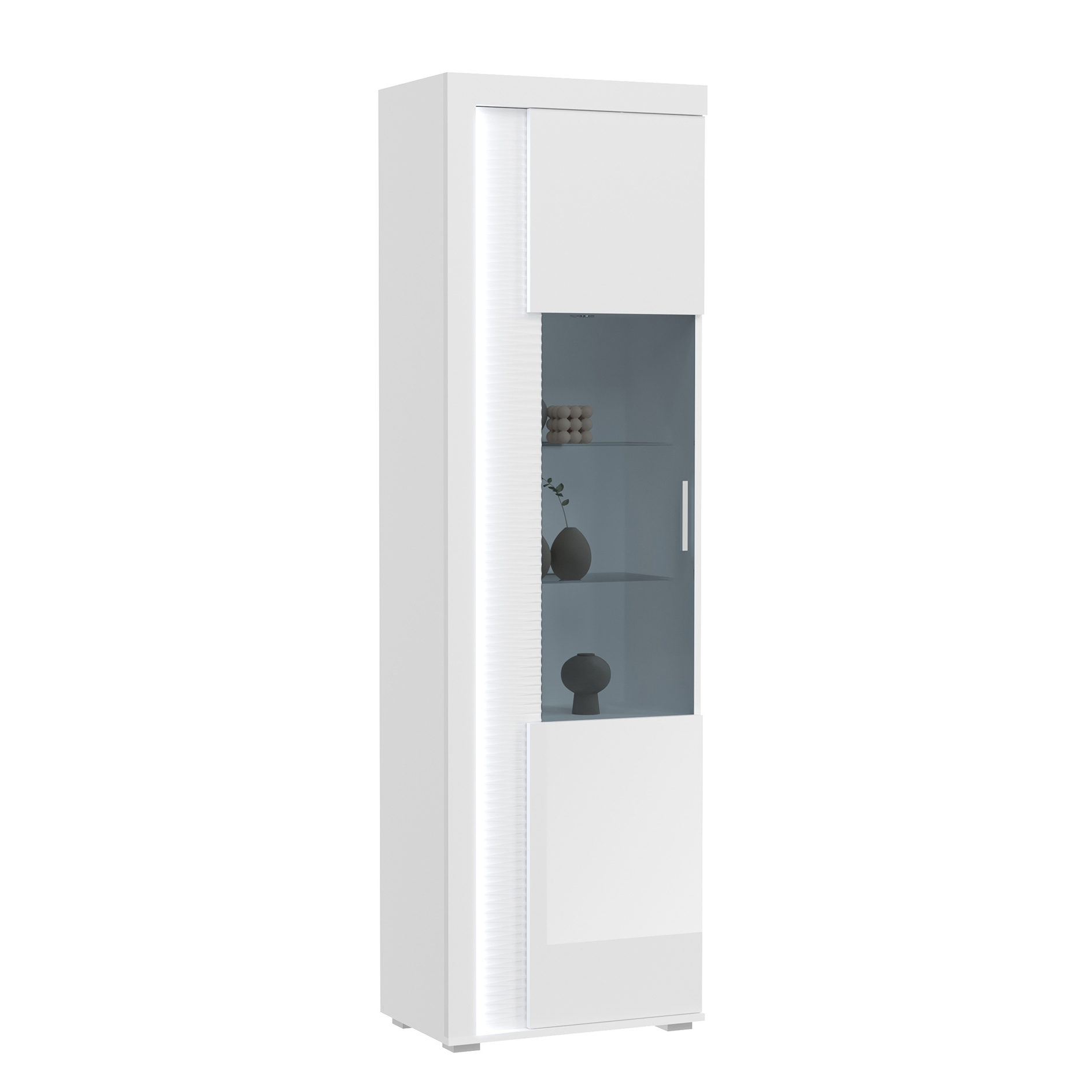 Vitrine SKYLIGHT - weiß Hochglanz - mit Beleuchtung - 202 cm hoch