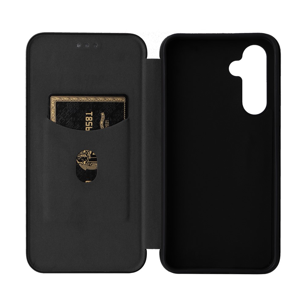 Samsung Galaxy A54 5G Leder Tasche Flip Cover Carbon Look - Schwarz