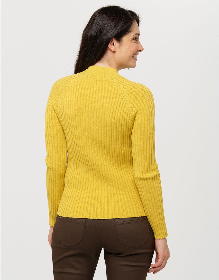 Pull col montant jaune