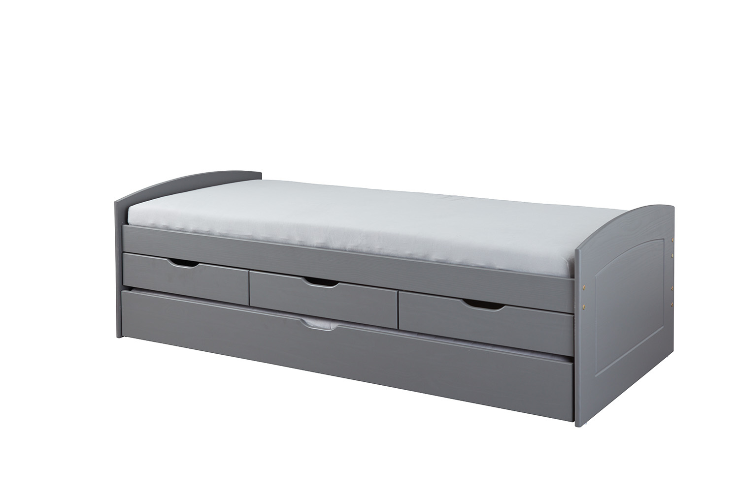 Funktionsbett RIEKA - grau - Kiefer Massivholz