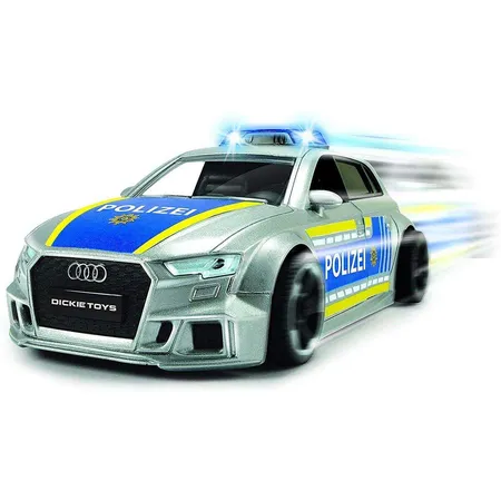 Dickie Toys Audi RS3 Polizeiauto mit Friktion, Licht & Sound, Zubehör, 1:32