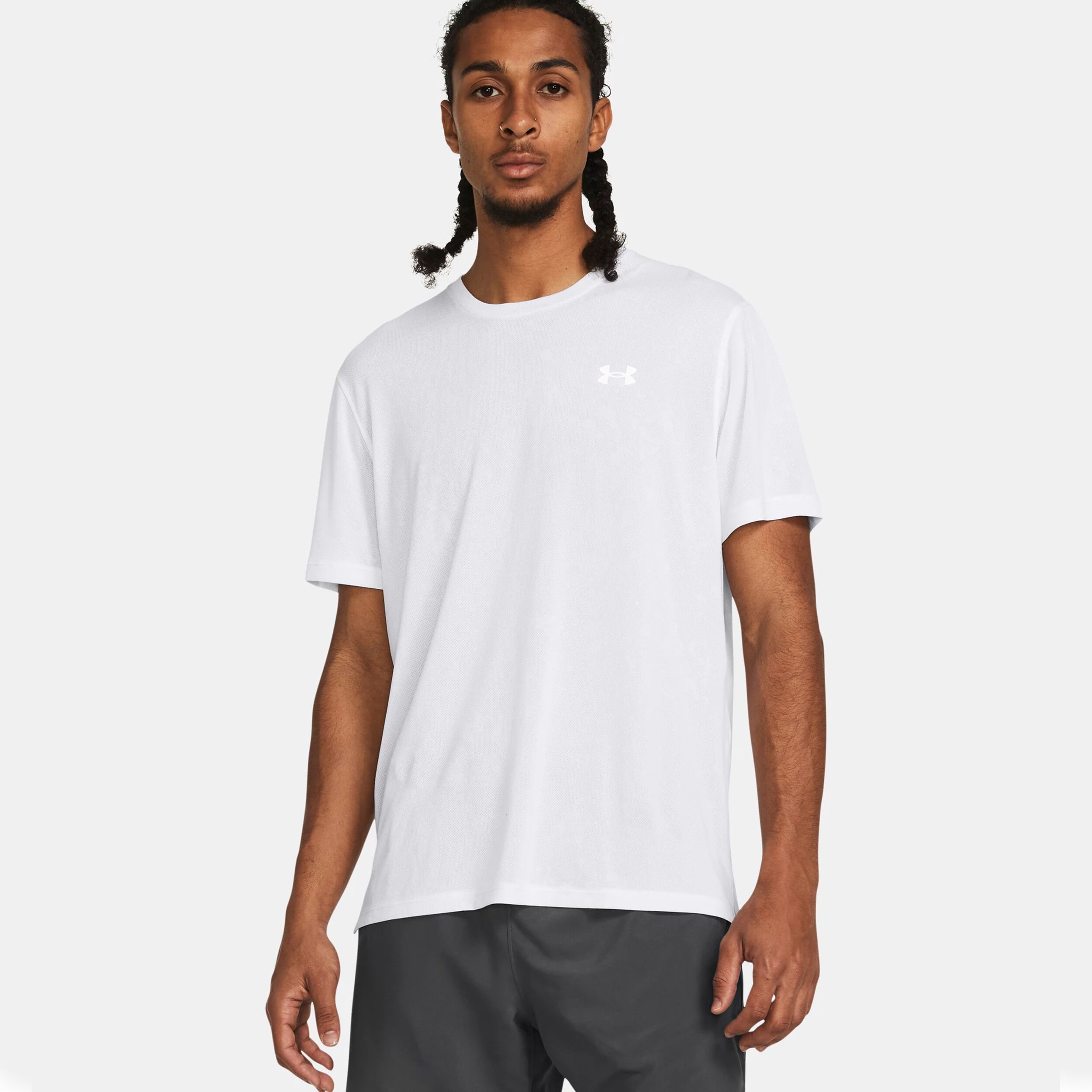 Under Armour Streaker Splatter SS Maillot De Course Hommes - Blanc
