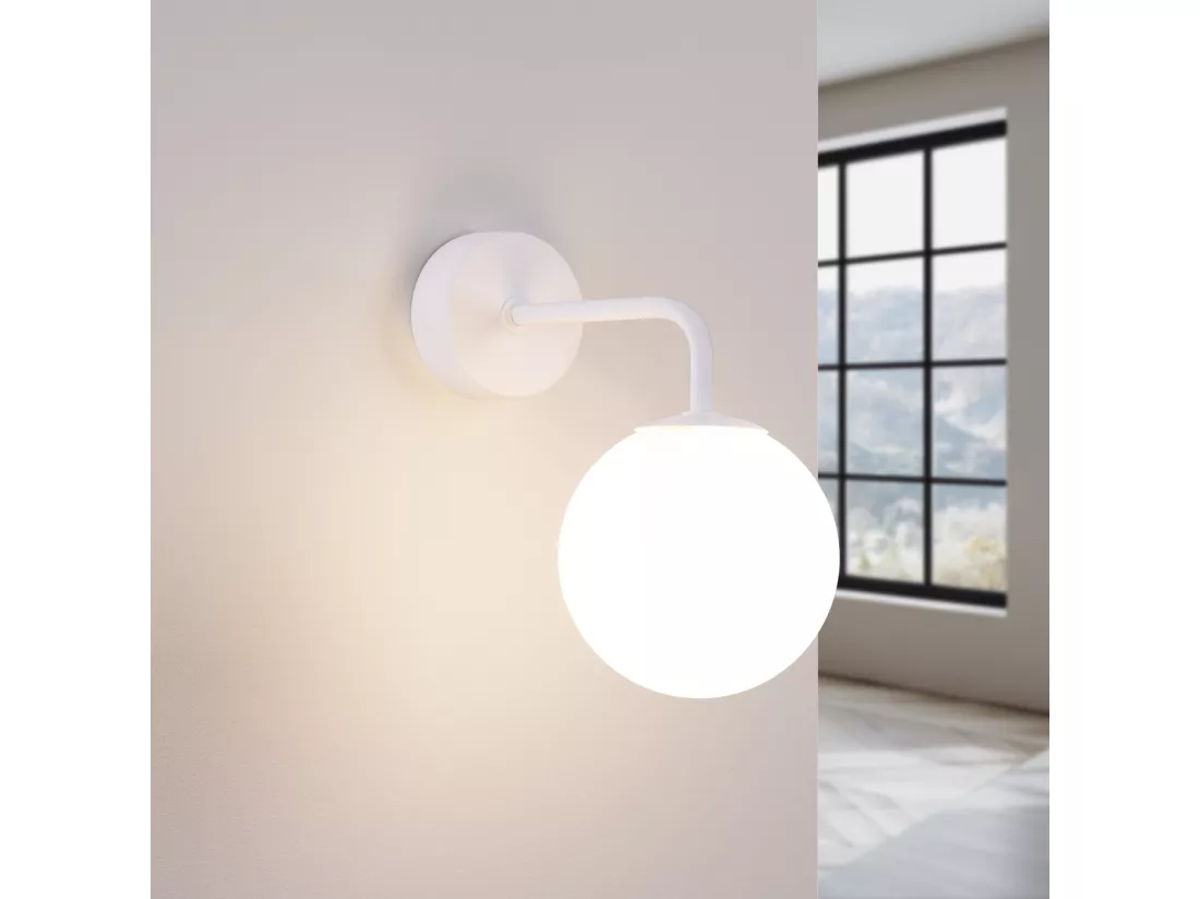 Applique Astral minimaliste en acier/verre - 1 sources lumineuses - L.10 x H.21 cm - blanc
